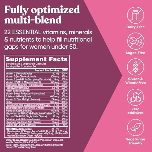 Eu Natural Next Gen Multivitamínico para Mujeres - 22 Vitaminas Optimizadas para Inmunidad, Belleza, Energía y Más - 60 Cápsulas Vegetarianas - imagen 4
