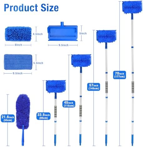 Limpiador de Ventiladores de Techo con Extensión de 72 y 4 Paños Reutilizables, Herramienta Flexible de Microfibra para Limpieza de Aspas, Zócalos, - imagen 4