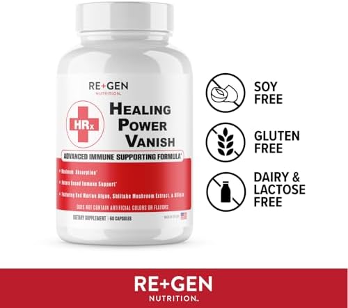 Herp Rescue Vanish, Suplemento de Hongos para Mujeres, Apoyo Inmunológico, Champiñón Shiitake Puro, Beta Glucano, Algas Marinas Rojas, 60 Cápsulas - imagen 5