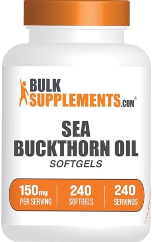 Softgels de Aceite de Espino Marino BulkSupplements.com - Suplemento de Omega-7, Libre de Gluten, 1 Softgel (150mg) por Porción, 240 Softgels - imagen 1