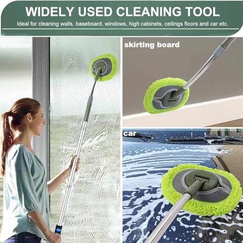 Mopa Limpiadora de Paredes Verde con Mango Extensible de 66’’, Mopa para Techos con Ángulo de 15°, Ideal para Lavado de Paredes - imagen 3