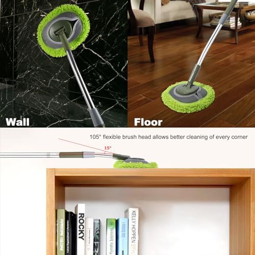 Mopa Limpiadora de Paredes Verde con Mango Extensible de 66’’, Mopa para Techos con Ángulo de 15°, Ideal para Lavado de Paredes - imagen 6