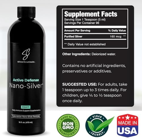 Plata Coloidal con Tecnología Nano - 32ppm 8oz - 8X Más Efectiva - Soporte Inmunológico Natural - A partir de 5 Años - Sin Sabor ni Olor - Probado - imagen 3