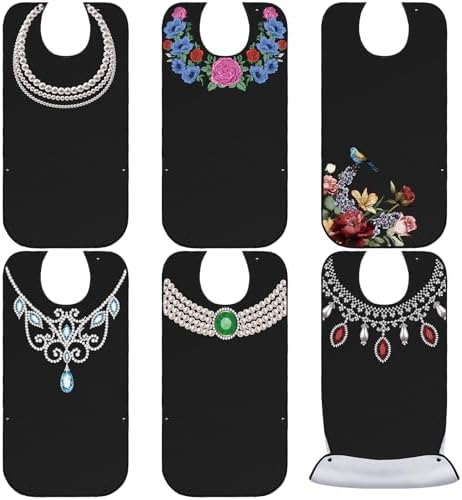 Bibs para Adultos Janmercy - 6 Pzs, Lavables y a Prueba de Agua, Protectores de Ropa para Comer con Capturador de Migajas, Reutilizables para Mayores - imagen 1
