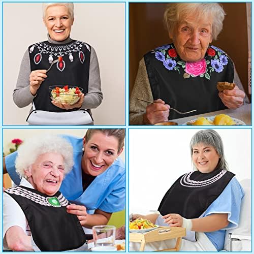 Bibs para Adultos Janmercy - 6 Pzs, Lavables y a Prueba de Agua, Protectores de Ropa para Comer con Capturador de Migajas, Reutilizables para Mayores - imagen 5