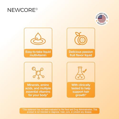 NEWCORE Multivitamínico Líquido para Mujeres – Promueve Cabello Más Fuerte y Piel Suave – con Biotina, Colágeno y Vitaminas – Vegano, No Transgénico - imagen 3