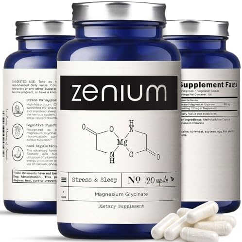 Zenium - Glicinato de Magnesio para Dormir, Quelado, 600mg por Porción, 120 Cápsulas | Alta Absorción | Alivio de Tensión y Nerviosismo | Suplemento - imagen 1