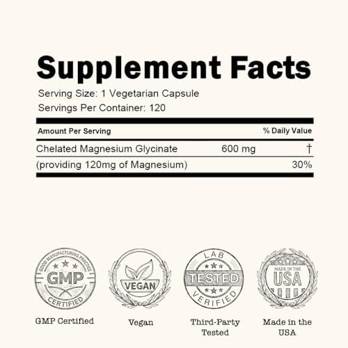 Zenium - Glicinato de Magnesio para Dormir, Quelado, 600mg por Porción, 120 Cápsulas | Alta Absorción | Alivio de Tensión y Nerviosismo | Suplemento - imagen 5
