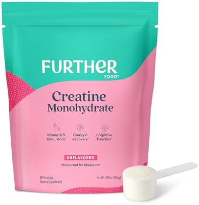 Further Food Creatina Monohidratada Sin Sabor, 100% Pura, Micronizada, Sin Azúcar, Apoya Fuerza, Energía y Recuperación Muscular, 60 Porciones, 300 g - imagen 1