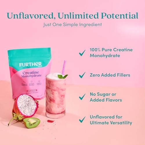 Further Food Creatina Monohidratada Sin Sabor, 100% Pura, Micronizada, Sin Azúcar, Apoya Fuerza, Energía y Recuperación Muscular, 60 Porciones, 300 g - imagen 4