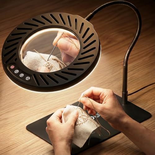 Lupa ARTDOT 10X con Luz y Soporte, Lámpara de Escritorio de 144 LEDs, 5 Temperaturas de Color y 9 Niveles de Brillo para Manualidades y Lectura - imagen 1