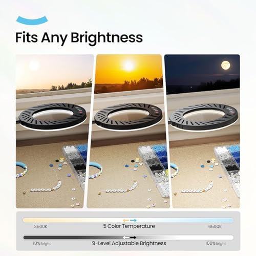 Lupa ARTDOT 10X con Luz y Soporte, Lámpara de Escritorio de 144 LEDs, 5 Temperaturas de Color y 9 Niveles de Brillo para Manualidades y Lectura - imagen 3
