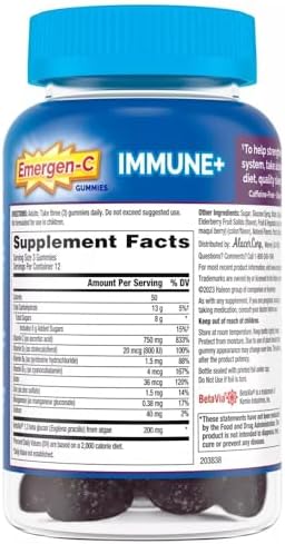 Gomitas Emergen-C Immune+ de Saúco, 750 mg de Vitamina C con Vitamina D, Zinc y Electrolitos, Suplemento para el Sistema Inmunológico, 36 piezas - imagen 2