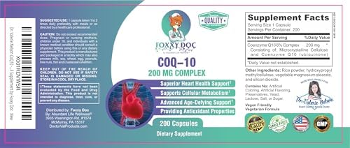 Dr. Valerie Nelson CoQ10 - Coenzima Q10 200 mg - Alta Absorción - 400 mg por 2 cápsulas - No GMO - Sin Gluten - 200 Cápsulas Veganas - Soporte - imagen 3