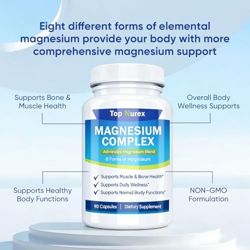 Suplemento Nurex Complejo de Magnesio 1000 mg, Mezcla de 8 Fuentes con Glicinato, Citrato, Malato y Taurato, Vegano y No-OGM, 90 Cápsulas - imagen 3