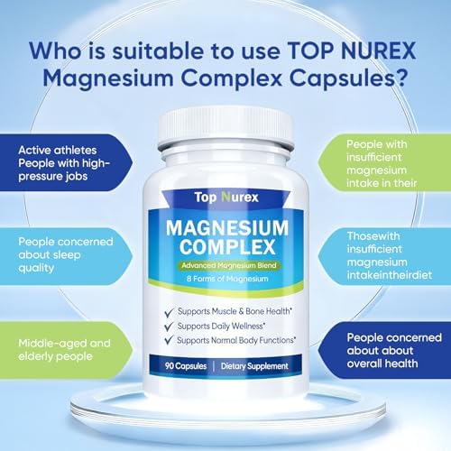 Suplemento Nurex Complejo de Magnesio 1000 mg, Mezcla de 8 Fuentes con Glicinato, Citrato, Malato y Taurato, Vegano y No-OGM, 90 Cápsulas - imagen 4