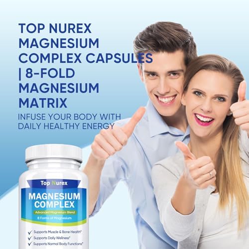 Suplemento Nurex Complejo de Magnesio 1000 mg, Mezcla de 8 Fuentes con Glicinato, Citrato, Malato y Taurato, Vegano y No-OGM, 90 Cápsulas - imagen 5