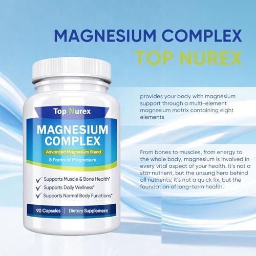 Suplemento Nurex Complejo de Magnesio 1000 mg, Mezcla de 8 Fuentes con Glicinato, Citrato, Malato y Taurato, Vegano y No-OGM, 90 Cápsulas - imagen 6