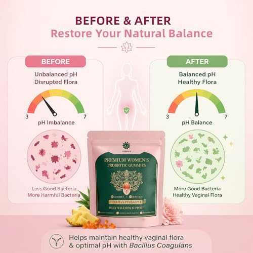 Gomitas Probióticas para Mujeres – Equilibrio de pH Femenino y Soporte de Flora Vaginal – Salud Digestiva – Veganas y Sin Gluten – Piña Hawaiana – 60 - imagen 8