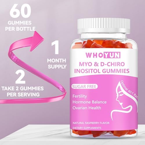 Gomitas de Inositol Sin Azúcar Whoyun, Suplemento de Myo-Inositol y D-Chiro Inositol 40:1 para Mujeres, Fertilidad y Salud Hormonal, 60 piezas - imagen 7
