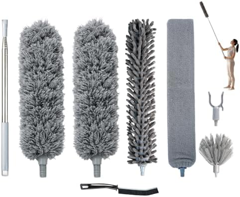 Duster de Microfibra con Polo Extensible de 100 Pulgadas, 8 Piezas, Cepillo de Limpieza para Techos Altos, Telarañas, Persianas y Autos, Reutilizable - imagen 1