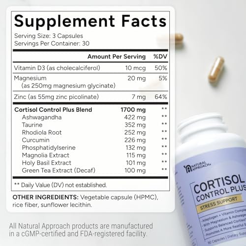 Cortisol Control Plus – Suplemento de Cortisol para Hombres y Mujeres, Manejo del Estrés, Energía Calmante, Ánimo y Sueño Reparador – Adaptógeno - imagen 5