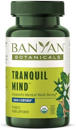 Banyan Botanicals Tranquil Mind Orgánico – Suplemento para el Sistema Nervioso y Relajación Física – Con Escutelaria, Flor de la Pasión y Centella - imagen 1