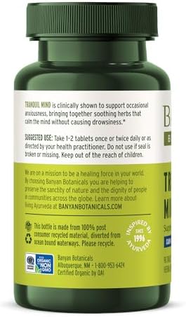 Banyan Botanicals Tranquil Mind Orgánico – Suplemento para el Sistema Nervioso y Relajación Física – Con Escutelaria, Flor de la Pasión y Centella - imagen 7
