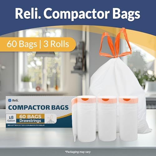 Bolsas de Basura Compresoras Reli de 18 Galones (Paquete de 60) | 2 Mil Resistente | Compatibles con Kitchenaid, Whirlpool, GE de 15 Pulgadas | Sin - imagen 2