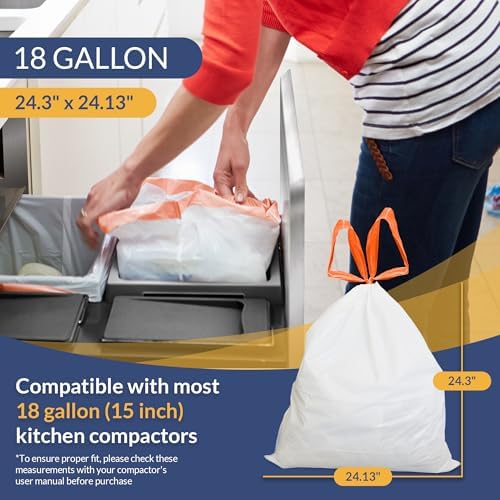 Bolsas de Basura Compresoras Reli de 18 Galones (Paquete de 60) | 2 Mil Resistente | Compatibles con Kitchenaid, Whirlpool, GE de 15 Pulgadas | Sin - imagen 3