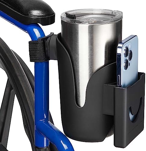 Soporte para Taza JOYTUTUS para Silla de Ruedas, 2 en 1 Soporte para Botella de Agua y Teléfono, Universal para Andador, Rollator, Cochecito, Scooter - imagen 1