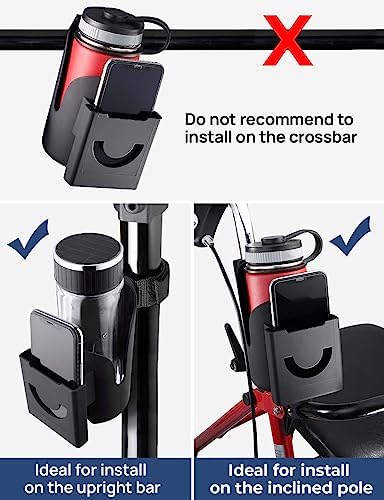Soporte para Taza JOYTUTUS para Silla de Ruedas, 2 en 1 Soporte para Botella de Agua y Teléfono, Universal para Andador, Rollator, Cochecito, Scooter - imagen 5