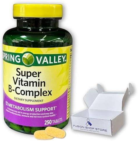 Tabletas Super B Complex - Alta Potencia para Energía y Soporte Inmunológico, 250 Contenidos (Paquete de 1), Caja de Fusion Shop Store - imagen 1