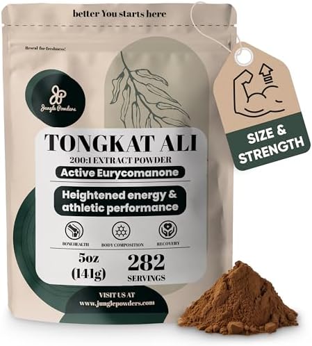 Jungle Powders Tongkat Ali en Polvo 200:1 Extracto 282 Porciones 5 Onzas Suplemento Eurycoma Longifolia para la Salud Masculina y Vitalidad - imagen 1