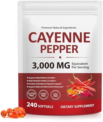 Cápsulas de Pimienta de Cayena Liefiet 3000mg, 240 Softgels con Vitaminas E, D3 y K2, Apoya la Circulación Saludable y Energía Diaria - imagen 1