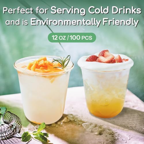 Vasos Plásticos Compostables Transparentes Alterf de 12 oz, 100 Piezas Biodegradables para Jugos, Vino, Fiestas y Uso Diario - imagen 2