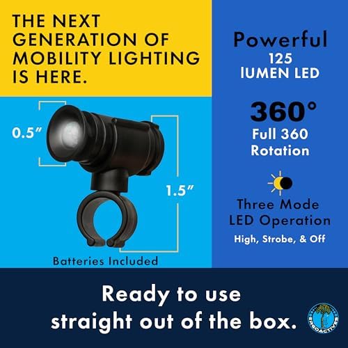 Linterna LED LightBaum 2G para Bastones, Muletas y Andadores — Montaje Universal Clip-On, Ángulo Ajustable, Previene Caídas Nocturnas | Funciona con - imagen 4