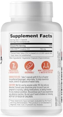 Bucked Up Babe Creatine HCL en Cápsulas para Mujeres, 750mg por Porción - 60 Porciones (60 Cápsulas) - imagen 3