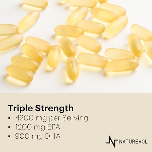 NATUREVOL Aceite de Pescado Omega-3 Triple Fuerza 4200mg – 1200mg EPA + 900mg DHA | Gelatinas Blandas Sin Sabor | Pescado Salvaje del Océano Profundo - imagen 3