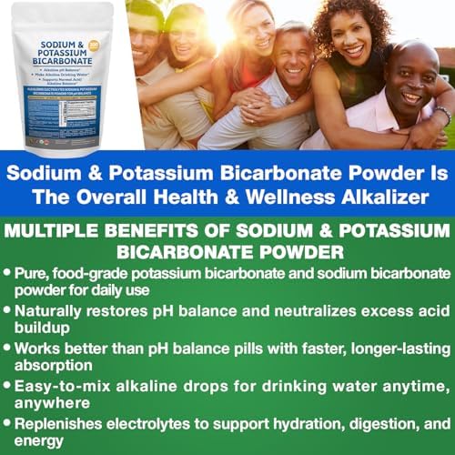 Suplemento en Polvo de Bicarbonato de Sodio y Potasio para Balance de pH. Prepara Galones de Agua Alcalina para Equilibrio Ácido-Alcalino y - imagen 6