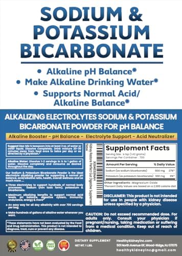 Suplemento en Polvo de Bicarbonato de Sodio y Potasio para Balance de pH. Prepara Galones de Agua Alcalina para Equilibrio Ácido-Alcalino y - imagen 8