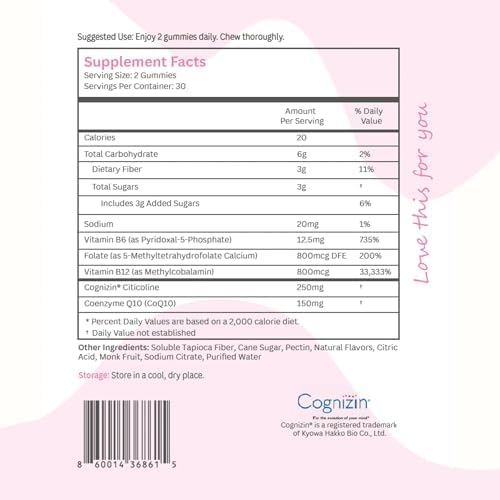 Gomitas Energéticas Balancing Act – Sin Cafeína para Enfoque y Energía Limpia – Con Vitamina B12, CoQ10 y Cognizin® Citicolina – Limón con Frambuesa - imagen 2