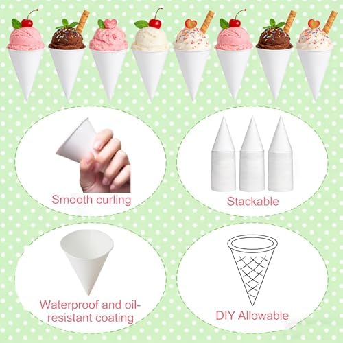 Yopay 600 Piezas de Vasos de Papel Cono Desechables de 4 Oz para Hielo Raspado, Dispensador para Oficina, Equipos Deportivos o Recaudaciones, Color - imagen 4