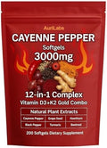 Suplemento de Cápsulas Blandas EILTEAU Aurivita con Pimienta de Cayena, Apoya la Salud de Venas, Corazón y Vasos Sanguíneos, con Vitamina E D3+K2 y - imagen 1
