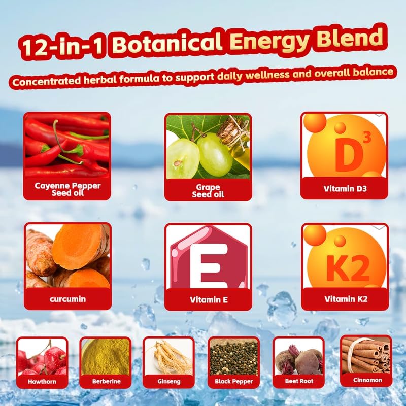 Suplemento de Cápsulas Blandas EILTEAU Aurivita con Pimienta de Cayena, Apoya la Salud de Venas, Corazón y Vasos Sanguíneos, con Vitamina E D3+K2 y - imagen 4