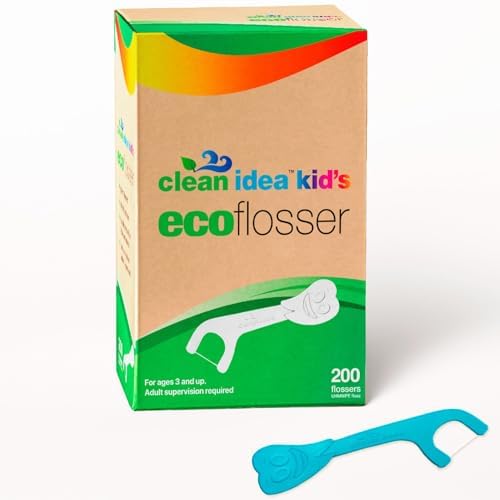 Clean Idea EcoFlossers para Niños 200 piezas, Hilo Dental Divertido y Colorido, Ecológico y Biodegradable, Fácil de Sostener para Niños - imagen 1