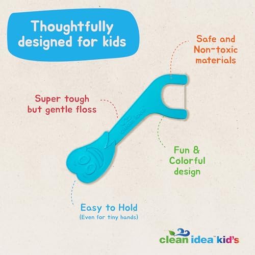 Clean Idea EcoFlossers para Niños 200 piezas, Hilo Dental Divertido y Colorido, Ecológico y Biodegradable, Fácil de Sostener para Niños - imagen 2