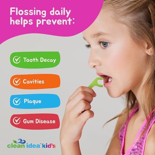 Clean Idea EcoFlossers para Niños 200 piezas, Hilo Dental Divertido y Colorido, Ecológico y Biodegradable, Fácil de Sostener para Niños - imagen 3