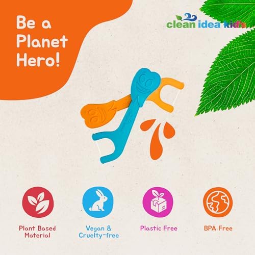 Clean Idea EcoFlossers para Niños 200 piezas, Hilo Dental Divertido y Colorido, Ecológico y Biodegradable, Fácil de Sostener para Niños - imagen 4