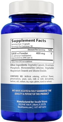 Suplemento de SAM-E 400mg | Absorción fácil de S-Adenosil-L-Metionina para soporte óseo y del estado de ánimo | Hecho en EE. UU. Sin OGM y sin gluten - imagen 2
